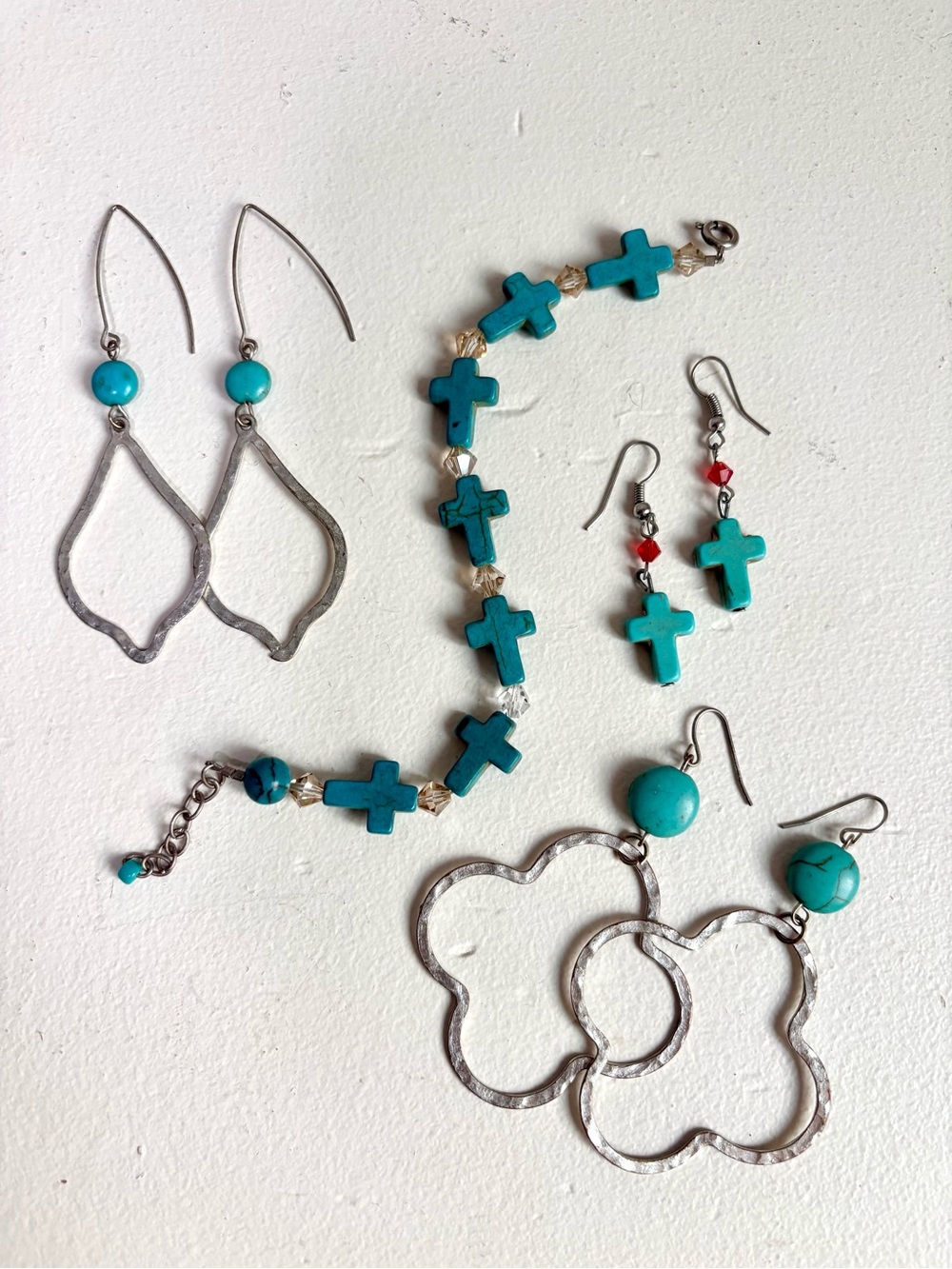 Turquoise Cross and Bead Jewelry Set - Women Jewelry